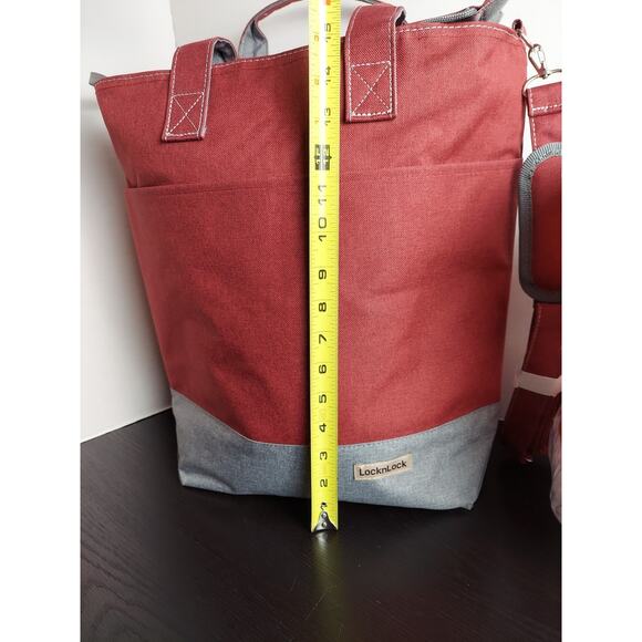 LocknLock Insulated Tote With 3-Piece Storage Set Red Gray Lock & Lock Lock And - Picture 10 of 13